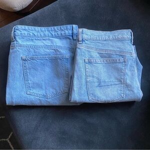 American Eagle Women's H&M Light Blue Jeans 18 Distressed Ripped Holes